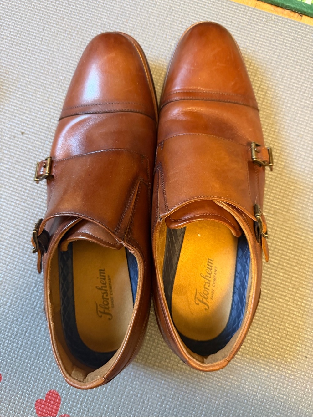 Florsheim Men's Cognac Brown Double Monk Strap Leather Shoes